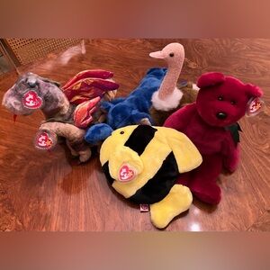 Lot of 6 Ty Beanie Buddies & Beanie Baby.